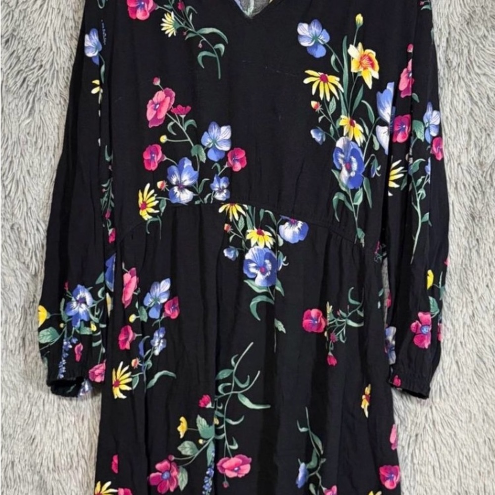 Old Navy Black Dress with Multicolor Floral Design